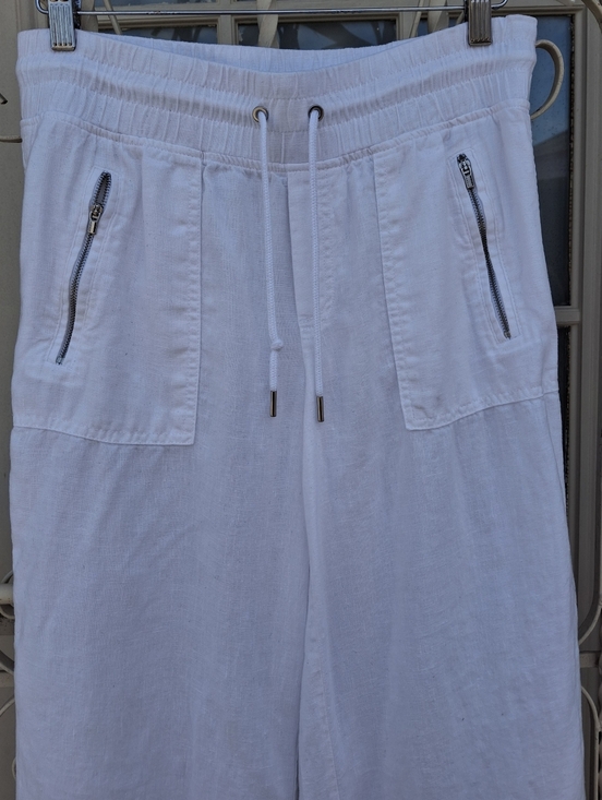 Athleta Cabo Linen Wide Leg Pull-On White Comfy Pants Style 447244  Women Size 6 - Picture 5 of 16